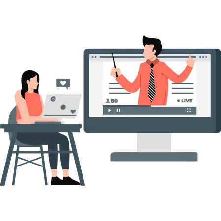 Businesswoman doing presentation online  Illustration