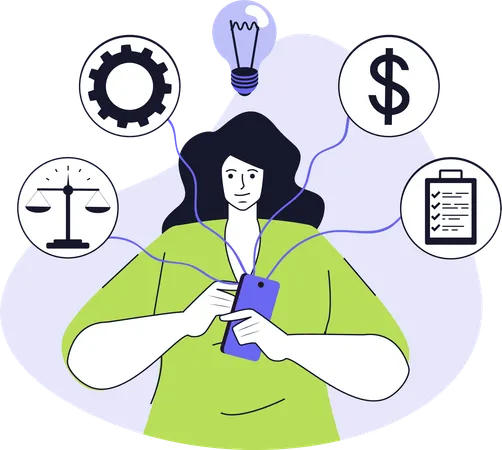 Businesswoman doing productive work  Illustration