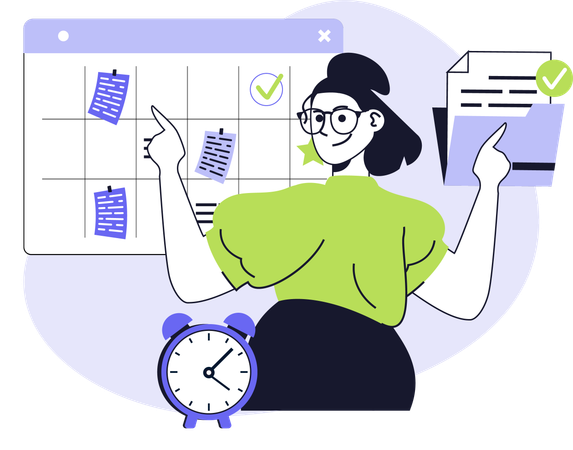 Businesswoman doing productive work  Illustration