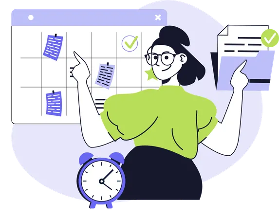 Businesswoman doing productive work  Illustration