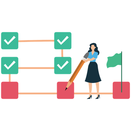 Businesswoman doing project analysis  Illustration