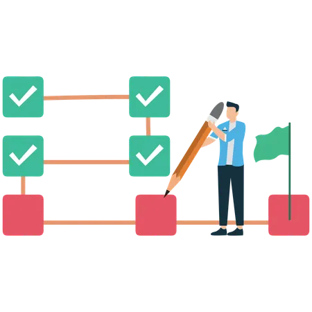 Businesswoman doing project analysis  Illustration