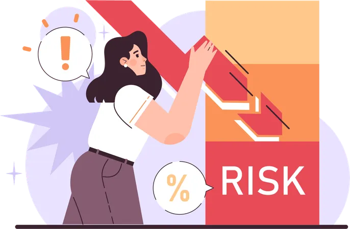 Businesswoman doing risk management  Illustration