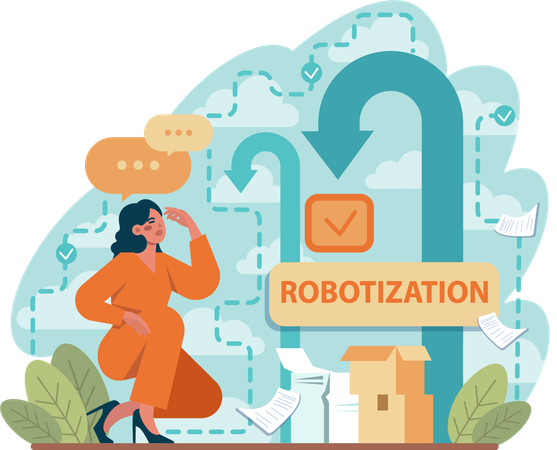 Businesswoman doing robotization  Illustration
