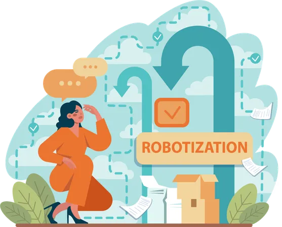 Businesswoman doing robotization  Illustration