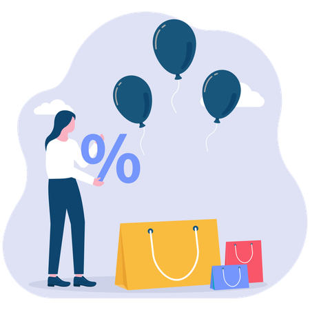 Businesswoman doing sale shopping  Illustration