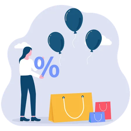 Businesswoman doing sale shopping  Illustration