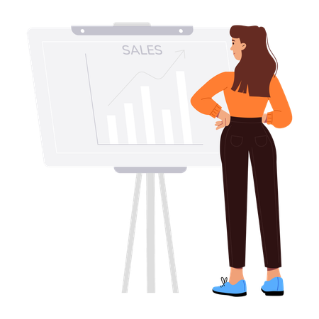 Businesswoman doing sales analysis  Illustration