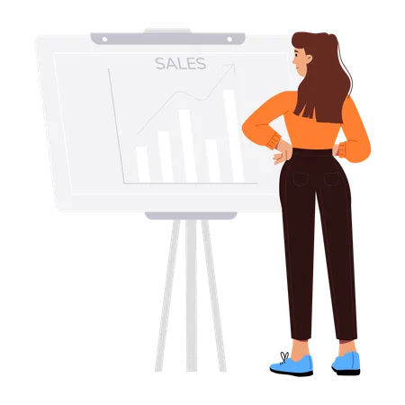 Businesswoman doing sales analysis  Illustration