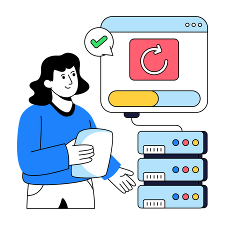 Businesswoman doing Server Hosting  Illustration