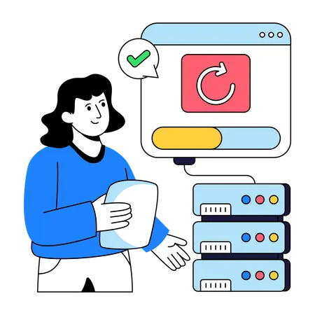 Businesswoman doing Server Hosting  Illustration