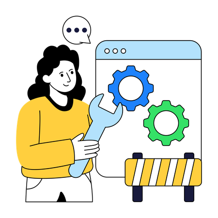 Businesswoman doing Support Maintenance  Illustration
