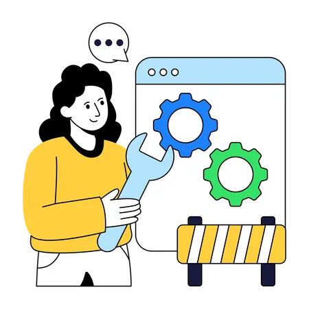 Businesswoman doing Support Maintenance  Illustration