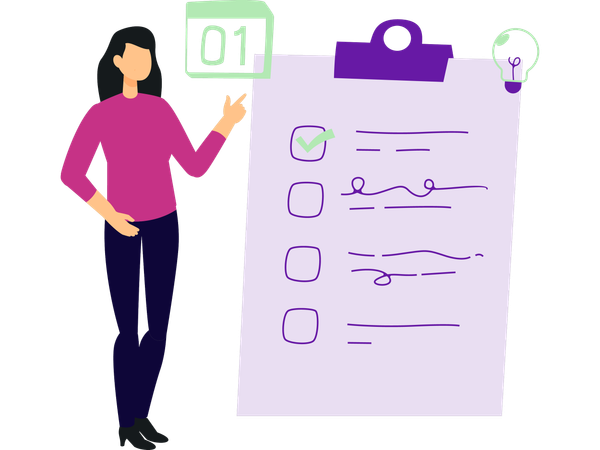 Businesswoman doing task management  Illustration