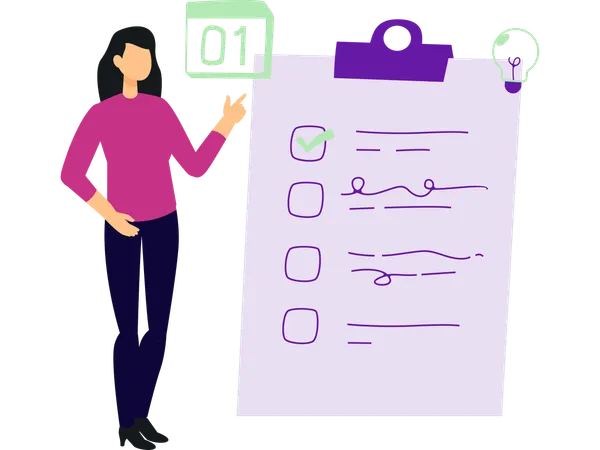 Businesswoman doing task management  Illustration