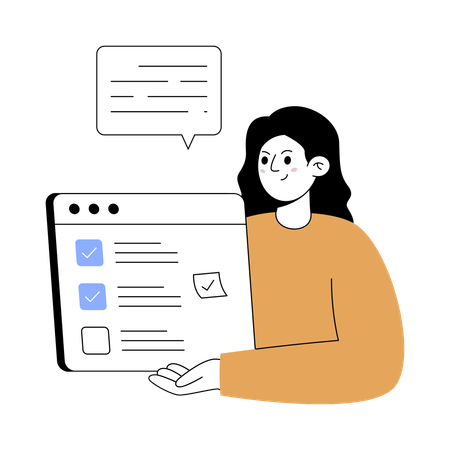 Businesswoman doing task management  Illustration