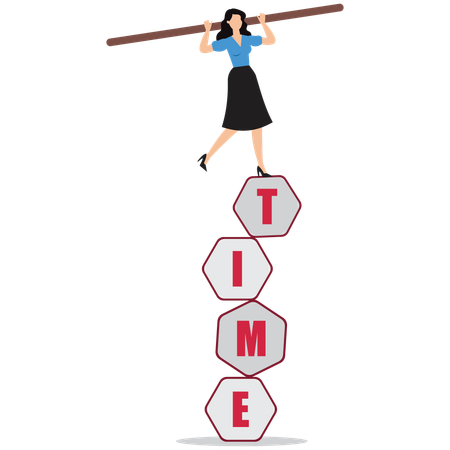 Businesswoman doing time balancing  Illustration