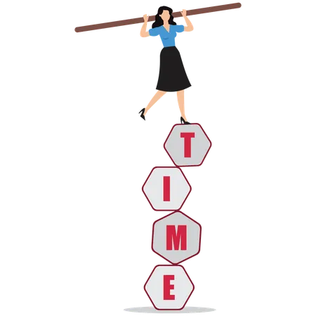 Businesswoman doing time balancing  Illustration