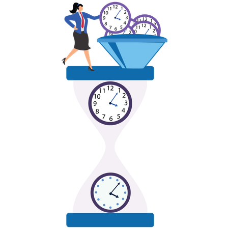 Businesswoman Doing Time Deadline  Illustration