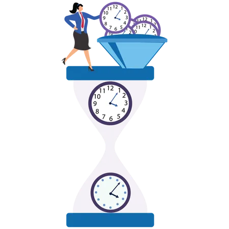 Businesswoman Doing Time Deadline  Illustration