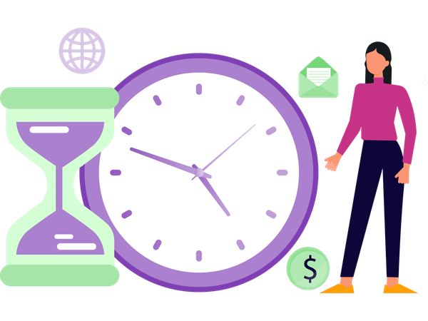 Businesswoman doing time handling  Illustration