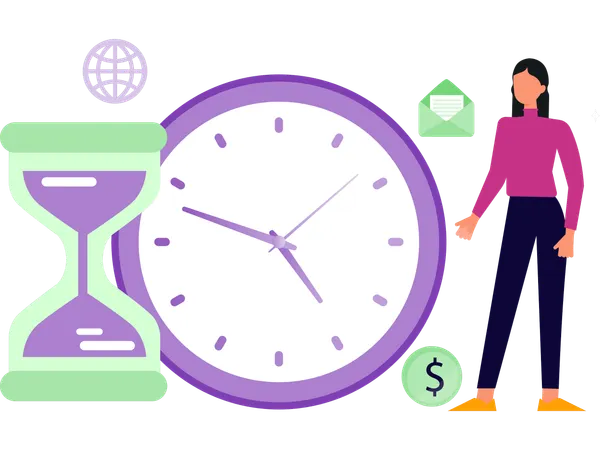 Businesswoman doing time handling  Illustration