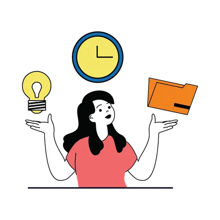 Businesswoman doing time management  Illustration