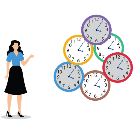 Businesswoman doing time management  Illustration