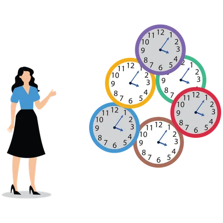 Businesswoman doing time management  Illustration