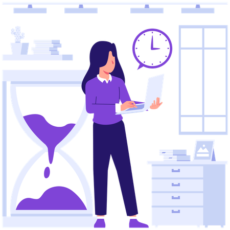 Businesswoman doing time management  Illustration