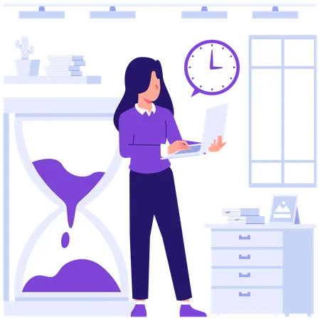 Businesswoman doing time management  Illustration