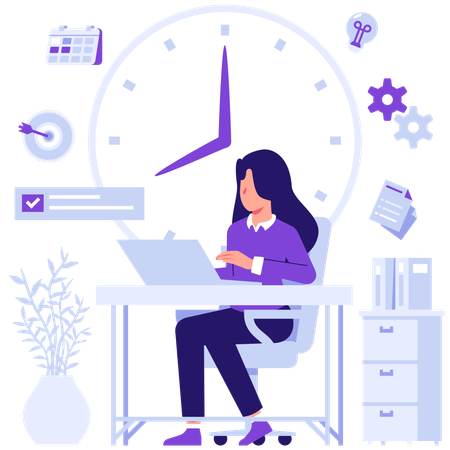 Businesswoman doing time management  Illustration