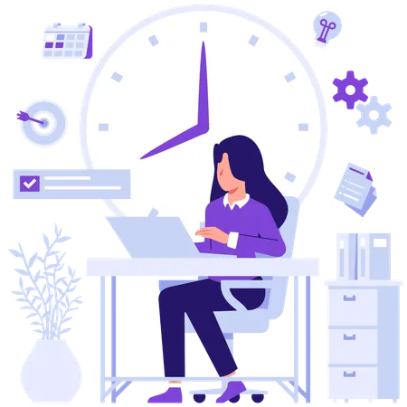 Businesswoman doing time management  Illustration