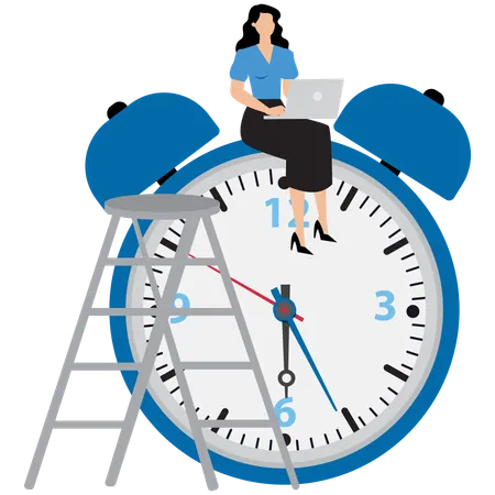 Businesswoman doing time management  Illustration