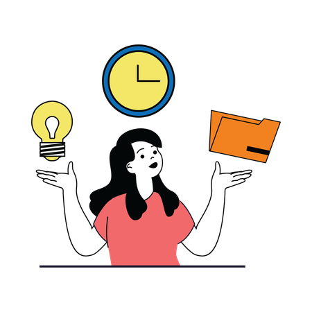 Businesswoman doing time management  Illustration