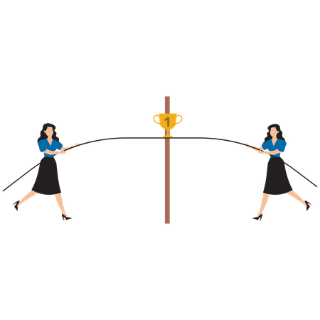 Businesswoman doing tug of war  Illustration