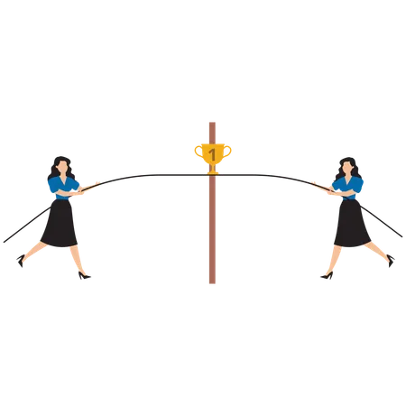 Businesswoman doing tug of war  Illustration