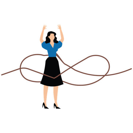 Businesswoman doing unsolvable problems  Illustration
