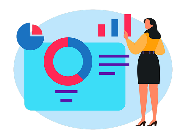 Businesswoman doing website analysis  Illustration