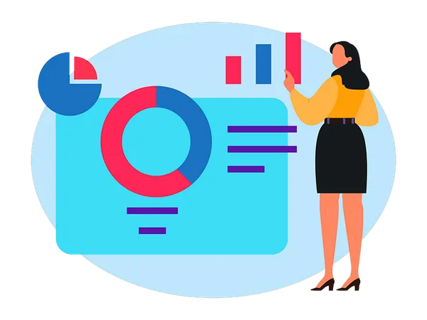 Businesswoman doing website analysis  Illustration