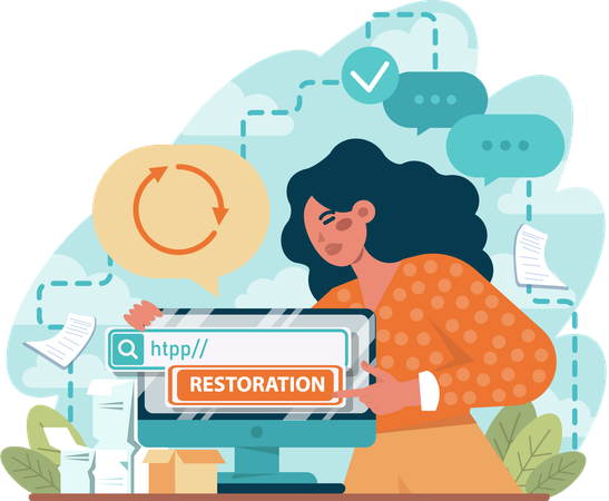 Businesswoman doing website restoration  Illustration
