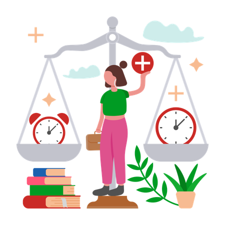 Woman working on Work Life Balance  Illustration