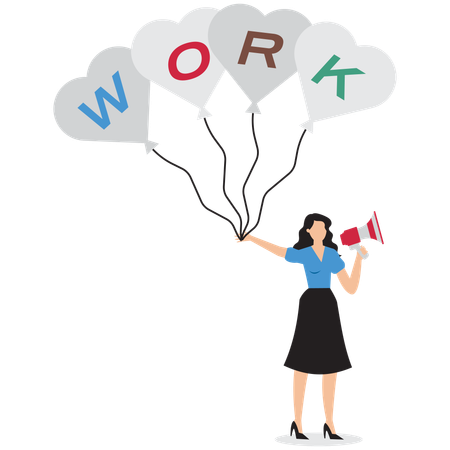 Businesswoman doing work marketing  Illustration