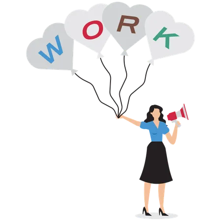 Businesswoman doing work marketing  Illustration