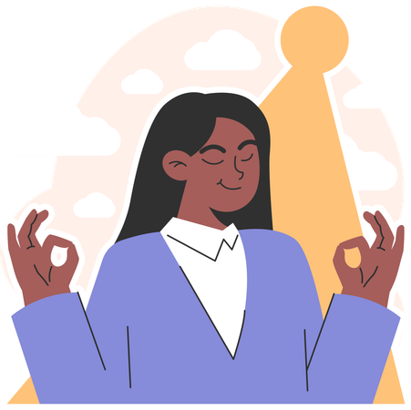 Businesswoman doing yoga for releases stress  Illustration