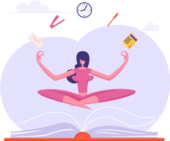 Businesswoman Doing Yoga Meditation Illustration