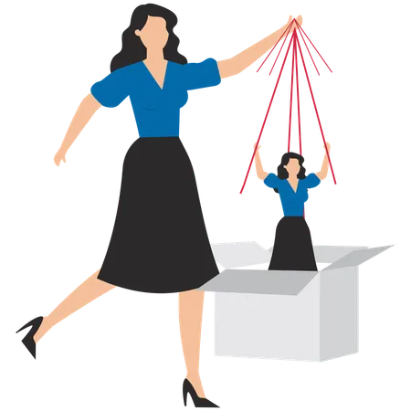 Businesswoman dominating business employee  Illustration