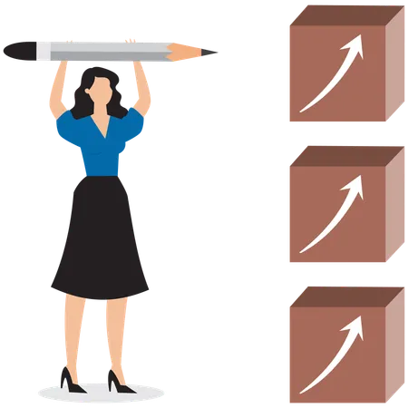 Businesswoman done check marking all checkboxes  Illustration