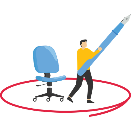 Businesswoman drawing circle around his office chair  Illustration