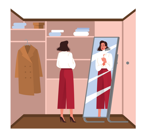 Businesswoman dressing up in the wardrobe  Illustration